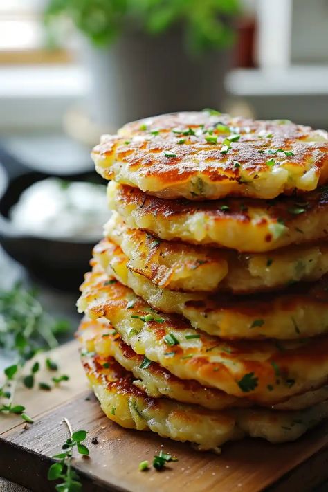 Discover the joy of making German Potato Pancakes with this simple recipe. It combines crispy shredded potatoes and delicate spices for a nostalgic comfort meal. Ideal for family dinners or festive gatherings. Dive in and let the crispy textures and hearty flavors warm your heart! Asian Potato Pancakes, Potato Rosti Recipe Easy, Shredded Potato Pancakes, Potato Pancakes Shredded, Special Breakfast Ideas, Baked Potato Pancakes, Asian Potatoes, Potato Rosti Recipe, Polish Potato Pancakes