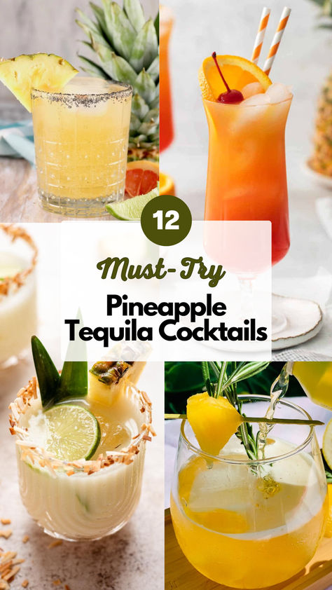 Pineapple Tequila Cocktails Tequila Drinks With Pineapple Juice, Tequila And Pineapple Juice, Tequila And Lemonade Drinks, Tequila Pineapple Cocktails, Tropical Tequila Cocktails, Spring Tequila Cocktails, Pineapple Syrup Cocktails, Tequila Pineapple Drinks, Pineapple Cocktail Drinks