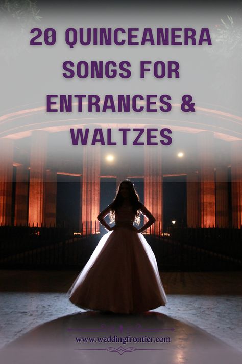 Create a magical, musical entry with our curated list of 20 Quinceanera songs that promise to enchant every heart as you step into womanhood. Let each beat guide your steps towards a future as bright and rhythmic as the melodies! 🎉✨ #QuinceaneraSongs #EntranceMagic #WeddingSongs Waltz Songs Quinceanera, Quinceanera Waltz Songs List, Entrance Songs For Sweet 16, Quinceanera Dances Songs, Quince To Do List, Songs For Quinceanera Waltz, Quinceanera Songs List, Songs For Quinceanera Entrance, Quinceanera Entrance Songs