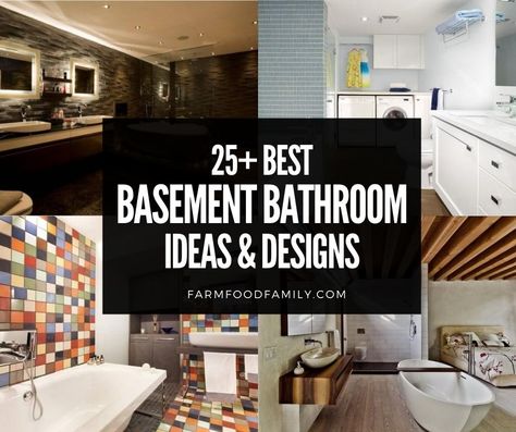 basement-bathroom-ideas Dark Basement Bathroom, Fun Basement Bathroom, Small Bathroom Basement Ideas, Tiny Basement Bathroom Ideas, Basement Bathroom Design Ideas, Low Ceiling Basement Bathroom, Bathroom Basement Ideas, Basement Half Bathroom Ideas, Basement Shower Remodel