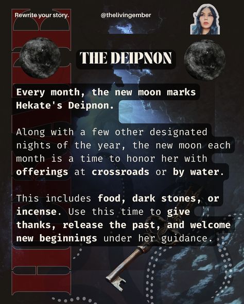 Dive into the depths of transformation with Hekate 🌑✨ This new moon, embrace the unknown by reflecting on your shadow, releasing what no longer serves you, or finding stillness. How will you honor the Abyss this month? ………….. #Hekate #AbyssalDeep #NewMoonRitual #ShadowWork #Hecate#NewMoon#MoonMagic#Deipnon#Hecate#GreekGoddess#GreekGods#AncientGreece#Hesiod#Theogeny#Ancienthistory#paganism#thelivingember#ancientreligion#deitywork#personaldevelopmentwitch#lifestylewitch#darkacademia#abyss#Unde... Embrace The Unknown, New Moon Rituals, The Abyss, Shadow Work, The Unknown, New Moon, Greek Mythology, New Beginnings, Witch