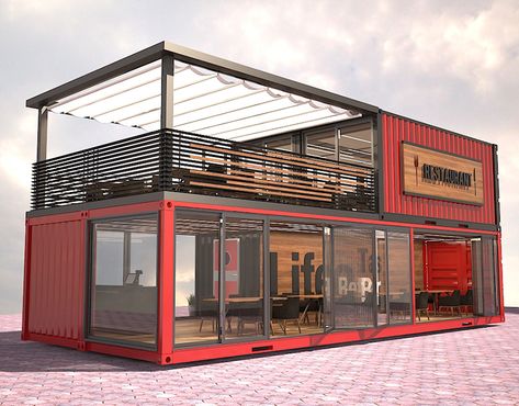 Industrial House Exterior, Container Restaurant, Outdoor Restaurant Design, Container Cafe, Container Conversions, Shipping Container House Plans, Container Buildings, Building A Tiny House, Cafe Shop Design