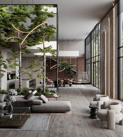 Greenery Inside Out House, California, U|Visualization Villa Puncak, Tattoo Modern, What Is Interior Design, Staging Furniture, Zen Interiors, Japanese Zen, House Luxury, Wood Marble, Glass Walls