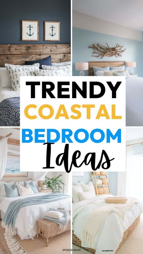 27 Coastal Bedroom Decorating Designs to SEE (and Steal) Coastal French Country Bedroom, Beach Vibes Aesthetic Room, Boys Beach Bedroom, Seaside Bedroom Ideas, Beach Decor Bedroom, Beach Apartment Decor, Coastal Farmhouse Bedroom, Coastal Cottage Bedroom, Modern Coastal Bedroom