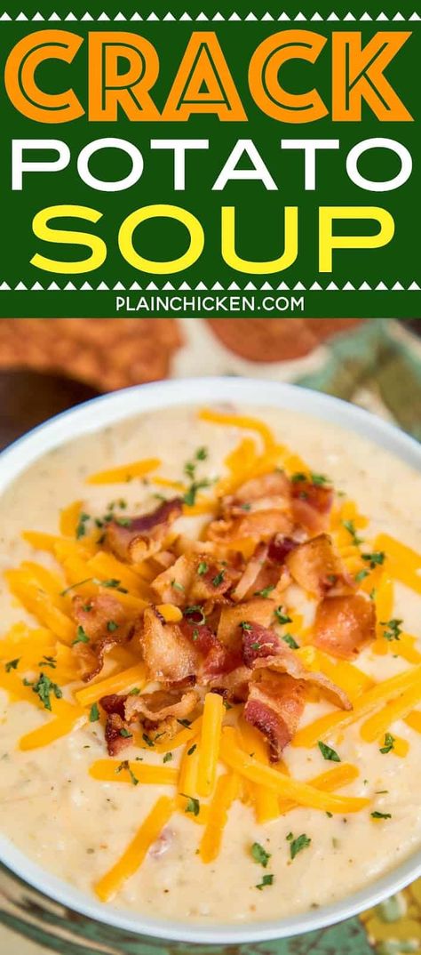 Potato Soup Loaded, Soup Chicken Broth, Soup Potato, Frozen Hash Browns, Baked Potato Soup Recipe, Slow Cooker Potato Soup, Slow Cooker Potatoes, Potato Soup Easy, Potato Soup Crock Pot