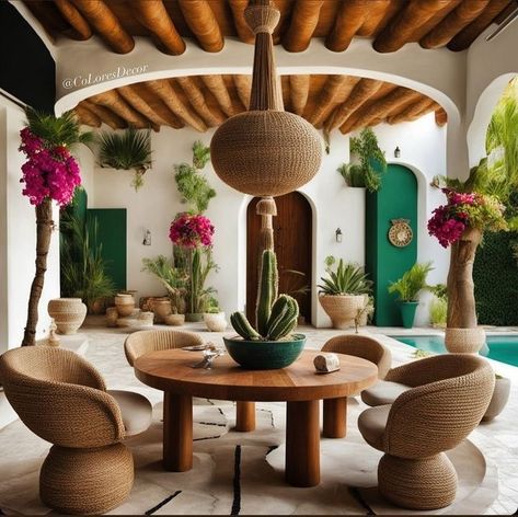 Modern Mexican Hacienda, Hacienda Style Homes Interiors, Mexican Dining Room, Mexico Interior Design, Modern Mexican Home Decor, Hacienda Decor, Modern Mexican Home, Mexican Interior Design, Mexican Interiors