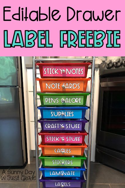 Drawer Label Freebie Rainbow Drawers Classroom Labels, Teacher Drawer Labels, Rainbow Drawers Classroom, Rainbow Cart Labels, Classroom Drawer Organization, Rainbow Cart Organization Classroom, Teacher Drawer Organization, Files Organization, Slp Classroom