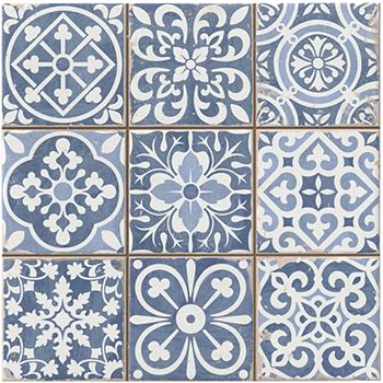 Kitchen Tile - The Tile Shop Greek Villa, Vintage Industrial Design, Merola Tile, Spanish Tile, The Tile Shop, Blue Tiles, Ceramic Floor, Porcelain Flooring, Ceramic Wall Tiles