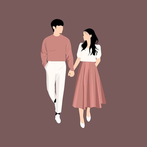 Love Cartoon Characters, Couple Holding Hands Painting, Walking Couple Drawing, Couple Pose Illustration, Couple Walking Together Drawing, Love Vector Illustration, Couple Animation Photo, Couple Walking Illustration, Couple Drawing Holding Hands