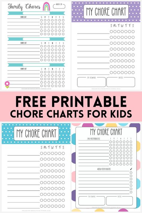 Stay organized with one of these free printable chore charts for kids! Choose between 16 colorful templates - from simple responsibility charts to charts for 2 or 3 kids. Chore Chart Kids Printable Free, Free Chore Chart, Daily Routine Chart For Kids, Chore Charts For Kids, Free Printable Behavior Chart, Reward Chart Template, Kids Chore Chart Printable, Kids Responsibility Chart, Free Printable Chore Charts