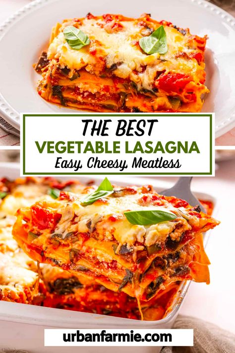 This vegetable lasagna is a delicious and easy vegetarian main dish that is perfect for any occasion. This classic comfort food is packed with fresh vegetables, creamy cheese, and a flavorful tomato sauce, making it a hearty and savory dish and a great way to get your daily dose of vegetables! Use fresh vegetables that's available to you and you can make this lasagna recipe all year round! Veggie Lasagne Recipes, Best Veggie Lasagna Recipe, Veg Lasagne Recipe, Vege Lasagna Vegetable Lasagne, Best Vegetable Lasagna Recipe, Vegetable Lasagne Recipes, Veggie Lasagna Recipe Easy, Vegetarian Entrees Main Dishes, Vegetarian Dinner Recipes For Family