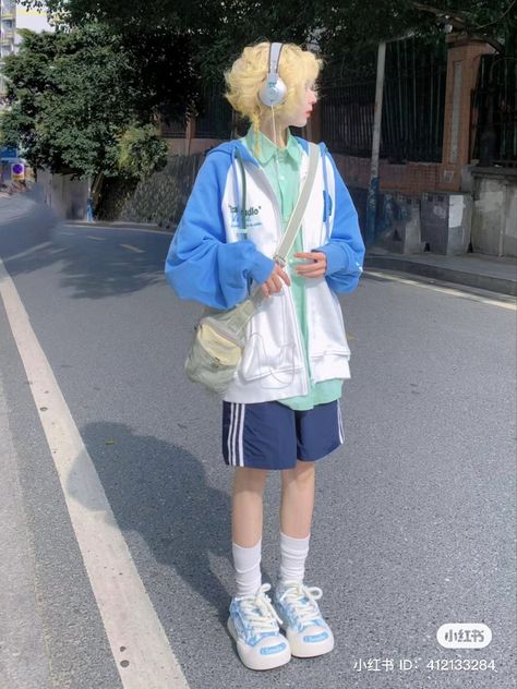 Tomboy Cute Outfits, Masc Pastel Outfits, Cutecore Boy Outfit, Pastel Streetwear, Kawaii Boy Outfits, Harajuku Boy, Pastel Outfit, Funky Outfits