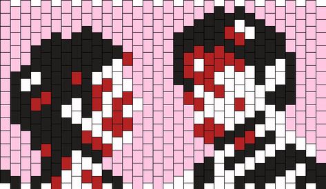 Kandi Bracelet Inspiration, Emo Kandi Patterns, Mcr Kandi Cuff, Mcr Kandi Pattern, Mcr Perler Beads, Kandi Charm Patterns, Kandi Ideas Pattern, Mcr Kandi, Kandi Bracelets Patterns