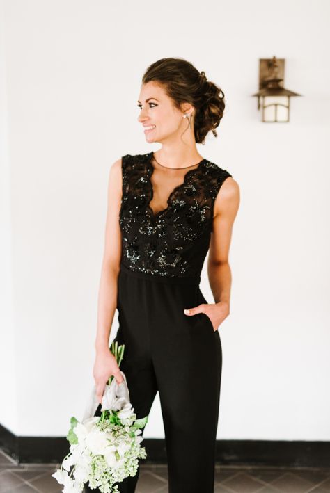 Chic black bridesmaid jumpsuit: http://www.stylemepretty.com/massachusetts-weddings/topsfield/2016/07/13/whats-black-white-and-chic-all-over-this-wedding-inspiration-shoot/ | Photography: Annmarie Swift Photography - http://annmarieswift.com/ Black Jumpsuit Wedding, Bridesmaid Pantsuit, Weight Inspiration, Jumpsuit Outfit Wedding, Wedding Pantsuit, Bridesmaids Jumpsuits, Wedding Pants, Jumpsuit For Wedding Guest, Modern Bridesmaid