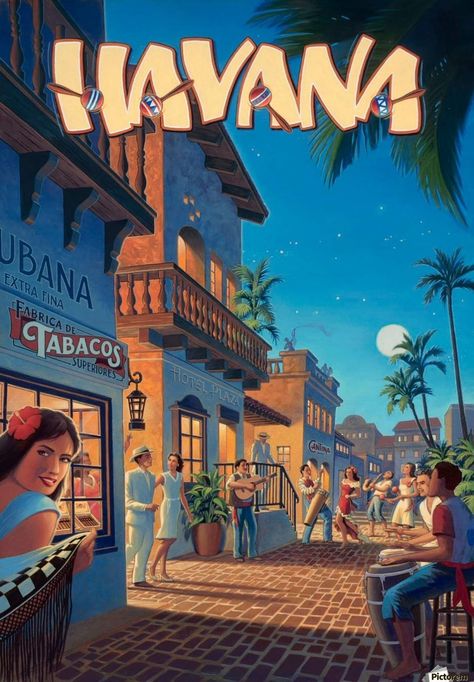 Havana Cuban Cigar Party | CatchMyParty.com Havana Nights Party, Vintage Films, Cuban Art, Havana Nights, Tropical Travel, Cuba Travel, Retro Travel Poster, Havana Cuba, Vintage Poster Art