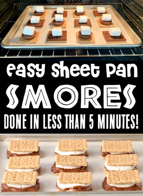 Sheet Pan Recipes - Easy Desserts like S'Mores are SO simple to make in the oven! Plus, you can make up a big batch for your family & friends all at once! Go check out my top tips for making PERFECT S'Mores in the oven... Making Smores In The Oven, S’mores Ingredients, Six Sisters S’mores Bars, How To Make S'mores In The Oven, Sheet Pan S’mores, S’mores Sheet Pan, How To Make Smores At Home, At Home Smores Recipe, Smores Baked In Oven