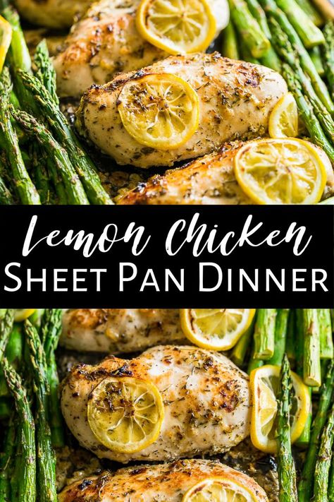 This super easy Lemon Chicken and Asparagus Sheet Pan Dinner is an all time favorite! It's a simple and healthy recipe that takes just minutes of prep time with next to no cleanup. It's naturally gluten free and paleo as well as clean eating and dairy free too.  #sheetpandinner #chicken #healthy #paleo #glutenfree #dairyfree