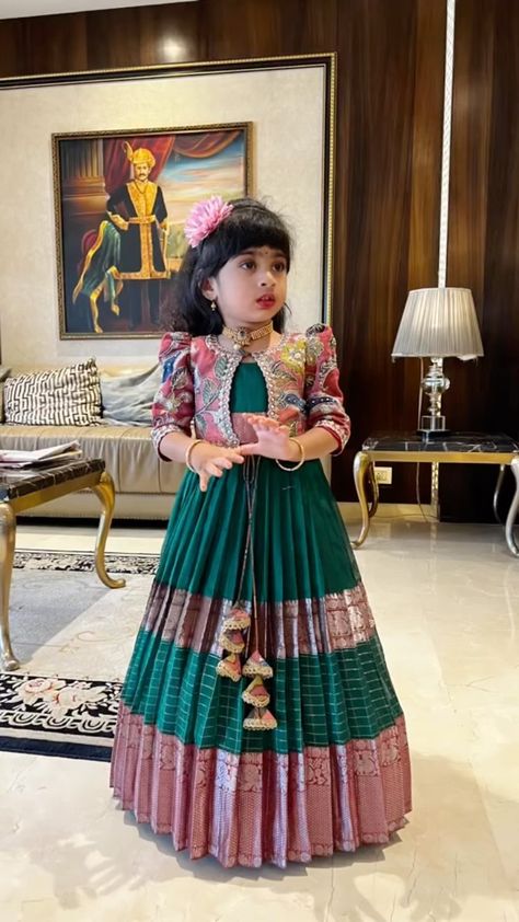 Our curated weaves and the intricate works are the most versatile styling options for the little ones Please come and witness the finest… | Instagram Kids Dress Patterns Indian, Baby Dress Patterns Party Wear, Traditional Dresses For Kids Girl, Designer Frocks For Kids, Kids Langa Blouse Designs, Pattu Frocks For Kids, Kids Frocks Design Party Wear, Kids Pattu Langa Designs, Kids Lehanga Design