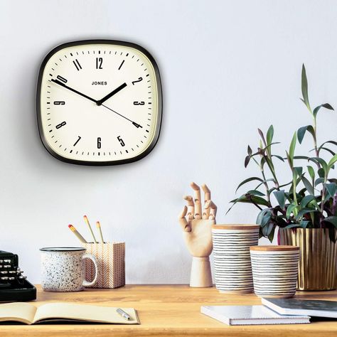 Wall Clock Retro, Square Clock, Living Room Wall Clock, Square Clocks, Square Kitchen, Marvel Wall, Office Clock, Retro Wall Clock, Kitchen Clocks