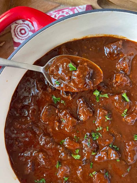 Authentic German Goulash (Rindergulasch) German Beef Goulash, German Goulash, Daring Gourmet, Food Authentic, German Food Authentic, Goulash Recipe, European Holiday, Beef Goulash, Goulash Recipes