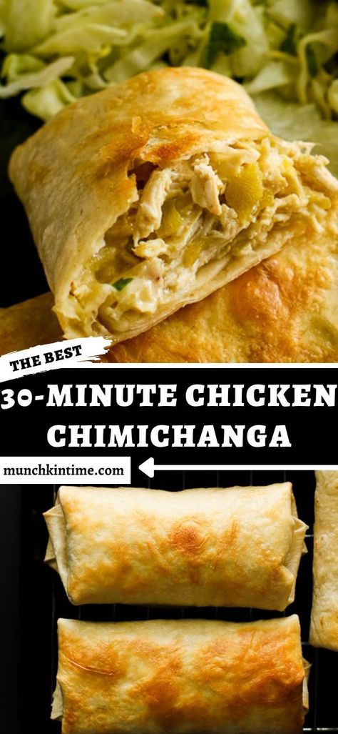 Chicken Chimichanga Recipe, Chicken Chimichanga, Chimichanga Recipe, Chicken And Cheese, Salsa Guacamole, Mexican Chicken Recipes, Mexican Food Recipes Easy, Delicious Chicken, Chicken Dishes Recipes