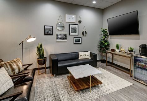 Fresh Dental — Office By Design Cozy Waiting Room, State Farm Office, Office Waiting Area, Waiting Area Design, Waiting Room Decor, Farm Office, Waiting Room Design, Lobby Ideas, Office Waiting Rooms