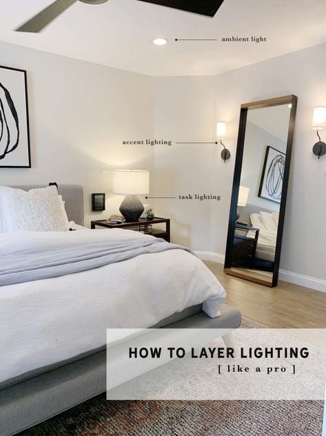 Ambient, Task & Accent: How to Layer Lighting like a Pro + New Lighting in our bedroom! - Chris Loves Julia Sleeping Room Lighting, Layers Of Lighting, Task Lighting Living Room, Best Bedroom Lighting, How To Layer Lighting, Bedroom Accent Lighting, Accent Lighting Bedroom, Up Lighting Interior, Accent Lighting Interior Design