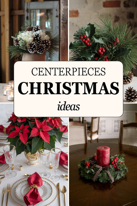 Elevate your holiday table with these 18 stunning Christmas centerpiece ideas! Perfect for cozy family dinners or formal gatherings. #ChristmasCenterpieces #ChristmasCenterpieceIdeas #ChristmasDiningTableDecor Cranberry Christmas Centerpieces, Christmas Bowls Centerpiece, Pointsetta Wedding Centerpieces, Christmas Centerpieces Using Ornaments, Poinsettia Table Centerpiece, Round Table Christmas Centerpiece Ideas, Christmas Dinning Room Table Centerpiece, Nativity Centerpieces Christmas Tables, Christmas Party Floral Centerpieces