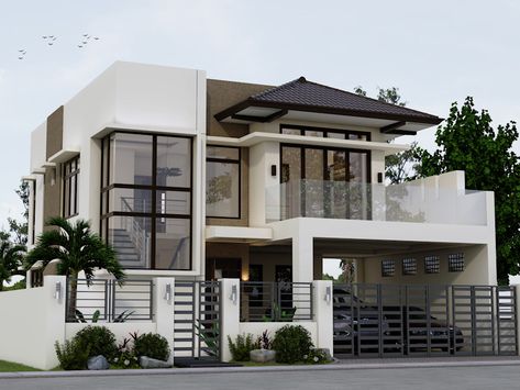 Modern House Philippines, Exterior Perspective, Small House Design Philippines, Philippines House Design, House Architecture Styles, Two Story House Design, Japanese Home Design, Eksterior Modern, Modern Minimalist House