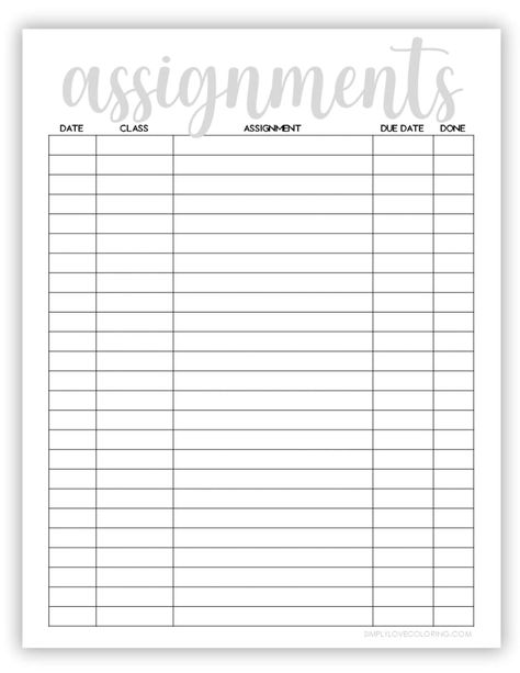 Assignment trackers are the perfect way to keep track of daily and weekly schoolwork, keep you organized, and increase productivity. Our FREE assigment trackers offer a variety of options to take on your school journey. Assignment Planner Printable Free, Homework Tracker Template, Semester Planner Template, Homework Tracker Printable Free, Assignment Organization, Assignment Tracker Template, Assessment Tracker, School To Do List Printable, Vision Binder