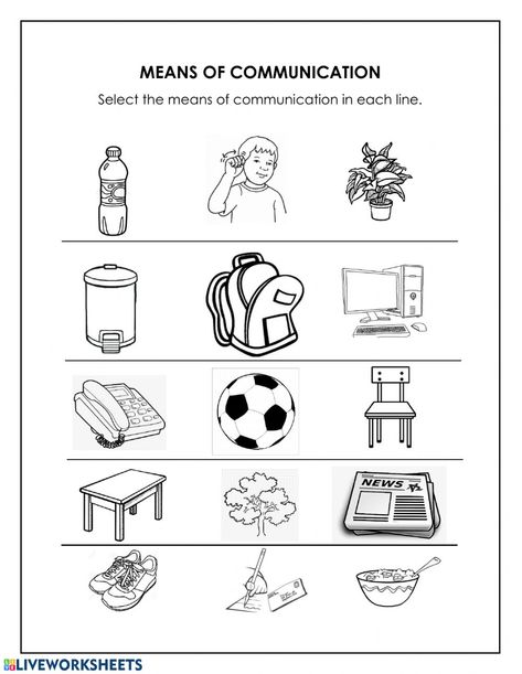 Means Of Communication Worksheets, Communication Worksheets, Crayon Template, Communication Images, Bilingual Activities, Communication Activities, Preschool Rooms, School Timetable, Means Of Communication