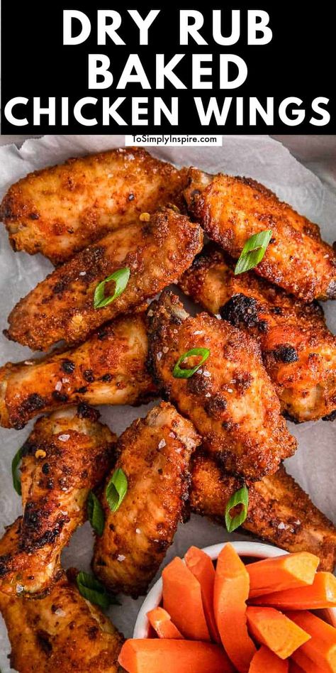 Juicy and flavorful oven baked chicken wings will be a hit at any party or game day. These crispy baked wings are coated with the best dry rub that are loaded with flavor and a healthier option than deep-fried wings. How To Cook Chicken Wings In The Oven, Bake Frozen Chicken Wings, Wings In Oven Crispy, How To Make Chicken Wings In The Oven, Chicken Wings For A Crowd, Chicken Wings In The Oven Crispy, Wings For A Crowd, Keto Wings, Bake Chicken Wings