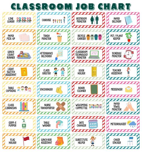 Classroom Job Printables Free, Class Jobs Free Printables, Classroom Helpers Printables Free, Classroom Job Chart Free Printable, Job Charts For The Classroom Preschool, Classroom Jobs Preschool Free Printable, Preschool Job Chart Printables Free, Helpers Chart Preschool, Classroom Job Chart Free