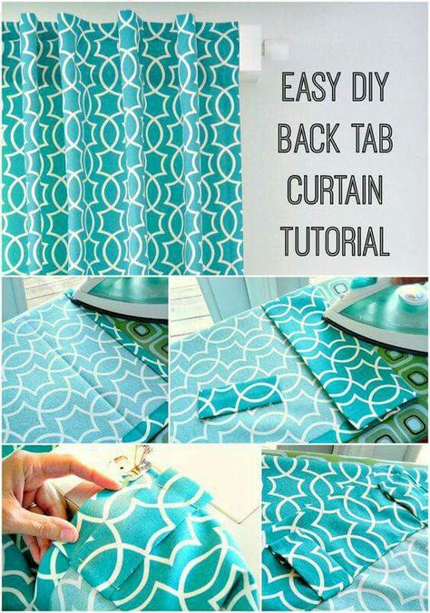 Back Tab Curtains, Curtain Tutorial, Projek Menjahit, Tab Curtains, Homemade Home Decor, No Sew Curtains, Sewing Easy Diy, Sew Easy, How To Make Curtains