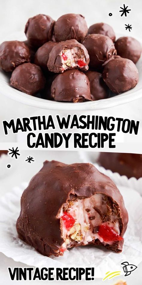 Chocolate Charlie Candy Recipe, Office Party Snacks Easy, Martha Washington Candies, Martha Washington Balls Recipes, Popular Bakery Treats, No Bake Chocolate Balls Recipes, Christmas Candy Old Fashioned, Red Hots Candy Recipes, Candy Balls Recipe