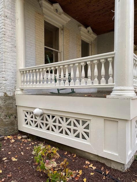 Front Porch Before and Progress – Park and Division Front Porch With Metal Railing, Porch Banister, Front Porch Railing Ideas, Porch Railing Ideas, Wicker Porch Furniture, Porch Repair, Porch Railing Designs, Drummond Island, 1900s Home