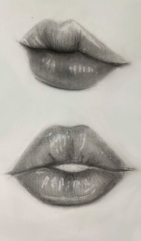 Shaded Lips Drawing, Lips For Drawing, Simple Sketch For Beginners, Shade Drawings Pencil, Pencil Shading Art Drawings, Lips Shading Drawing, Thing To Draw In Sketchbook, Face Parts Drawing, Lips Drawing Pencil