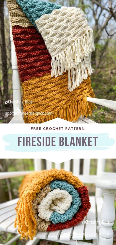 Crochet Fall Colors, Crochet Blanket Ideas Color Combinations, Free Baby Blanket Crochet Patterns, Hygge Hobbies, Crochet Guide, Mittens Crochet, Crochet Throw Pattern, Fall Crochet, Crocheted Blanket