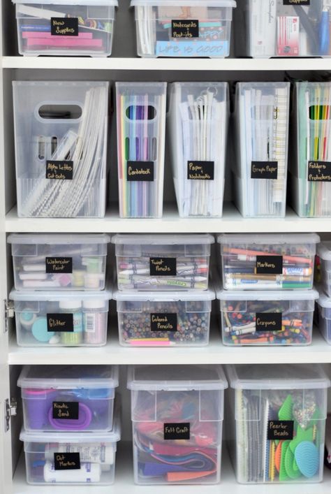 Organized Craft Closet, Craft Closet Organization, Craft Closet, Room Organisation, Stationary Organization, Organize Craft Supplies, House Organisation, Craft Room Design, Office Crafts