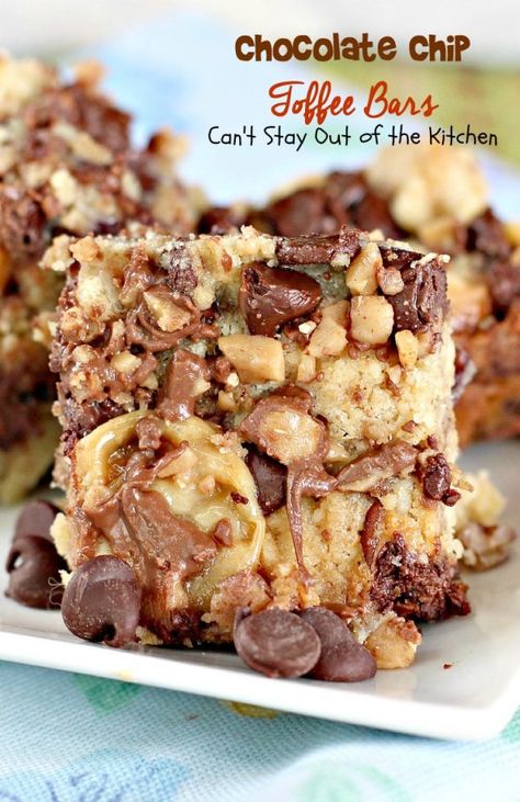 Chocolate Chip Toffee Bars, Toffee Bars Recipe, Cookie Dough Ingredients, Toffee Chips, Toffee Bars, Chocolate Chip Bars, Fudge Bars, English Toffee, Toffee Bits