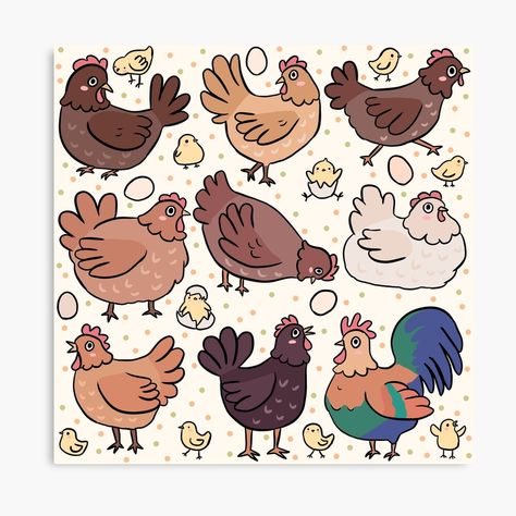 Get my art printed on awesome products. Support me at Redbubble #RBandME: https://www.redbubble.com/i/canvas-print/Chicken-pattern-cute-chickens-chicks-and-rooster-illustration-for-chickens-loves-by-Yarafantasyart/142015475.5Y5V7?asc=u Chicks Illustration, Rooster Illustration, Chicken Drawing, Chicken Illustration, Chicken Pattern, Animal Doodles, Cute Chickens, Chicken Art, Love Canvas