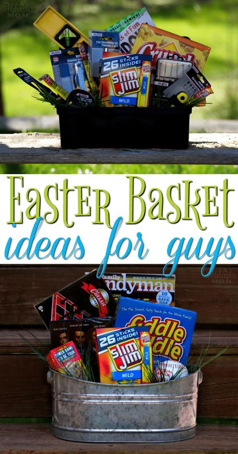 Easter Basket Ideas for Guys - Don't forget your man on Easter! Here are lots of fun Easter Basket ideas for guys! #SlimJimBoldBaskets Mens Easter Basket, Teen Boy Easter Basket, Adult Easter Baskets, Fun Easter Baskets, Creative Easter Baskets, Boys Easter Basket, Easter Nests, Adult Easter, Easter Basket Ideas