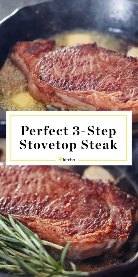 How to Cook Steak on the Stove: The Simplest, Easiest Method | Kitchn How To Make The Best Steak On The Stove, How To Cook Sirloin Steak Stove, Best Way To Cook Top Sirloin Steak, Cooking Perfect Steak, How To Cook The Best Ribeye Steak, Best Steak On Stovetop, Sirloin Steak Stove Top, How To Grill Steak On Stove, Steaks On Stove Top