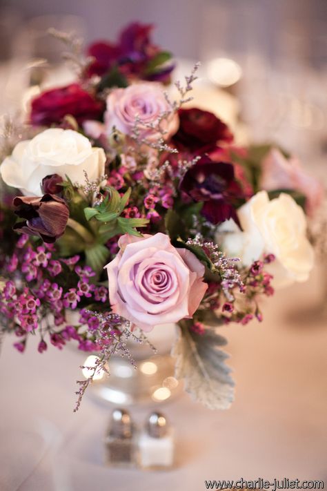 Vintage plum wedding at The Green Building Brooklyn, NY #plumwedding #thegreenbuilding #vintagewedding Plum Wedding Flowers, Burgundy Wedding Flowers, Plum Wedding, Dusty Rose Wedding, Wedding Theme Colors, Deco Floral, Burgundy Wedding, Pink And Red, Rose Wedding