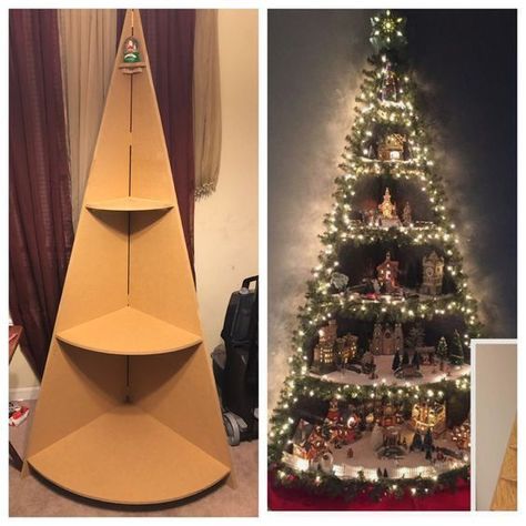 Glittering Christmas Decor Ideas Christmas Aesthetics, Cardboard Christmas Tree, Cardboard Christmas, Craft Christmas Gifts, Signs Christmas, Diy Christmas Village, Wallpaper Winter, Gift Ideas Christmas, Christmas Village Display