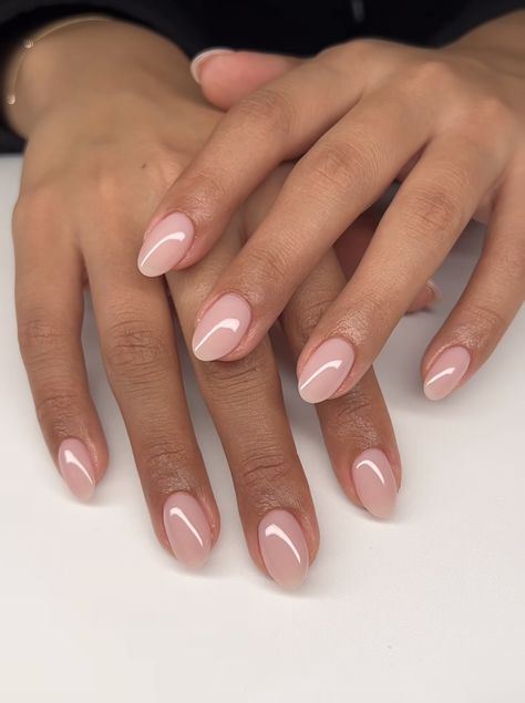 Simple Sheer Nails, Ballet Pink Almond Nails, Neutral Pink Gel Nails, Bridal Pink Nails, Nude Almond Nails Short, Clean Square Nails, Clean Pink Nails, Short French Tip Almond Nails, Nude Biab Nails