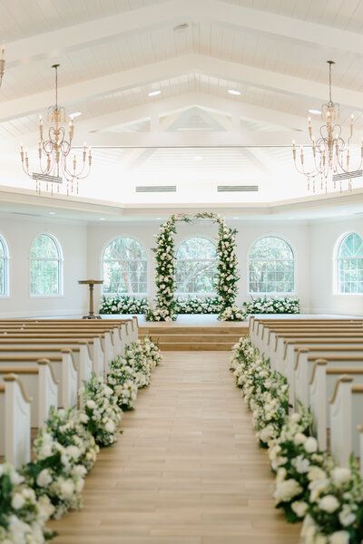 Wedding Ceremony Albums | Harborside Chapel Timeless Wedding Ceremony, Harborside Chapel, Ivory And Blush Wedding, Wedding Chapel Ideas, Ceremony Decorations Church, Classic And Timeless Wedding, Clearwater Beach Wedding, Wedding Church Decor, Dream Wedding Reception