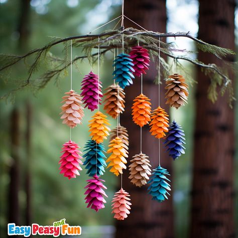 15+ Pine Cone Crafts and Decoration Ideas - Easy Peasy and Fun Painted Pine Cones Crafts, Pine Cone Winter Crafts, Diy Nature Crafts Decor, Pine Crafts For Kids, Pine Cone Garden Ideas, Garden Decor Ideas Diy Creative, Pine Cone Mobile Diy, Pine Cones Painting, Pinecone Crafts Halloween