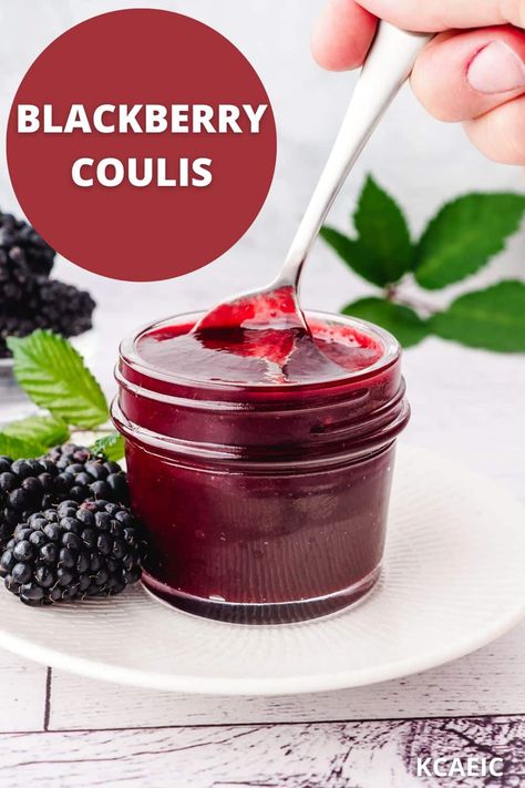 This easy blackberry coulis without seeds has just four ingredients and is ready in a flash. Great for drizzling over cheesecakes, waffles, ice cream and more! Blackberry Coulis Recipe, Blackberry Coulis, Waffles Ice Cream, Coulis Recipe, Berry Coulis, Blackberry Cheesecake, Cheesecake Toppings, Fruit Toppings, Berries Recipes