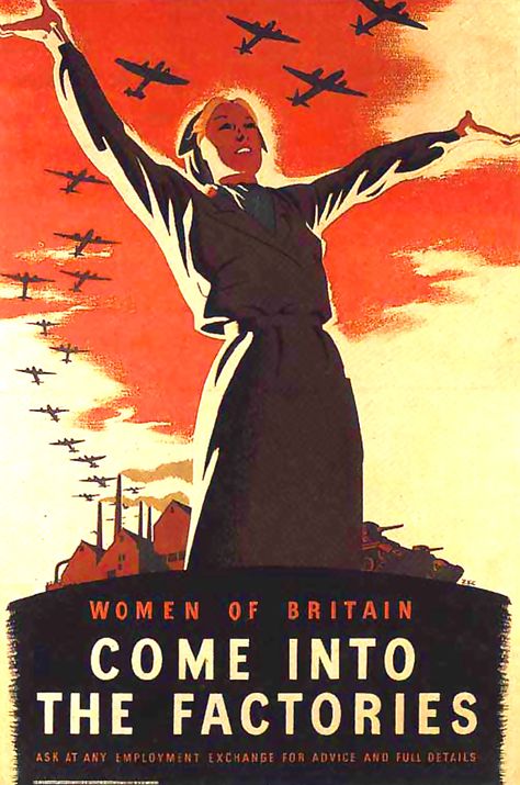 Come in to the factories...During WWII, women went to work to keep the factories up and running especially the plants that made equipment  for the War Effort... Wwii Propaganda Posters, Wwii Women, Ww2 Propaganda Posters, Ww2 Propaganda, Wwii Propaganda, On The Wings Of Love, Ww2 Posters, Wwii Posters, Propaganda Art